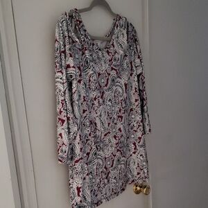 Westport White, Black & Burgundy Paisley Tunic